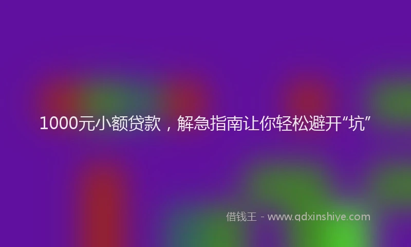 1000元小额贷款，解急指南让你轻松避开“坑”