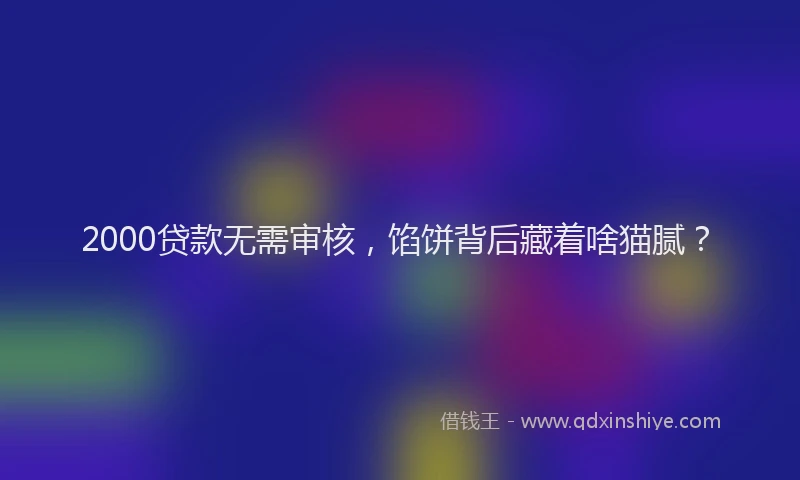 2000贷款无需审核，馅饼背后藏着啥猫腻？