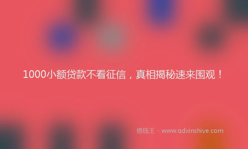 1000小额贷款不看征信，真相揭秘速来围观！