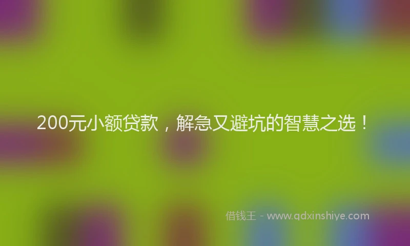 200元小额贷款，解急又避坑的智慧之选！