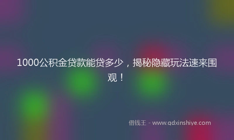 1000公积金贷款能贷多少，揭秘隐藏玩法速来围观！