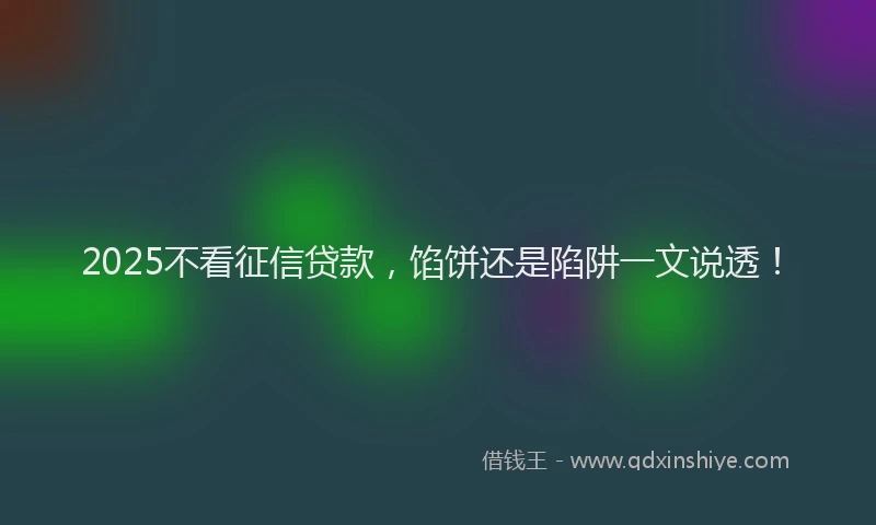 2025不看征信贷款，馅饼还是陷阱一文说透！