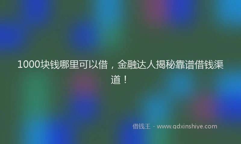 1000块钱哪里可以借，金融达人揭秘靠谱借钱渠道！