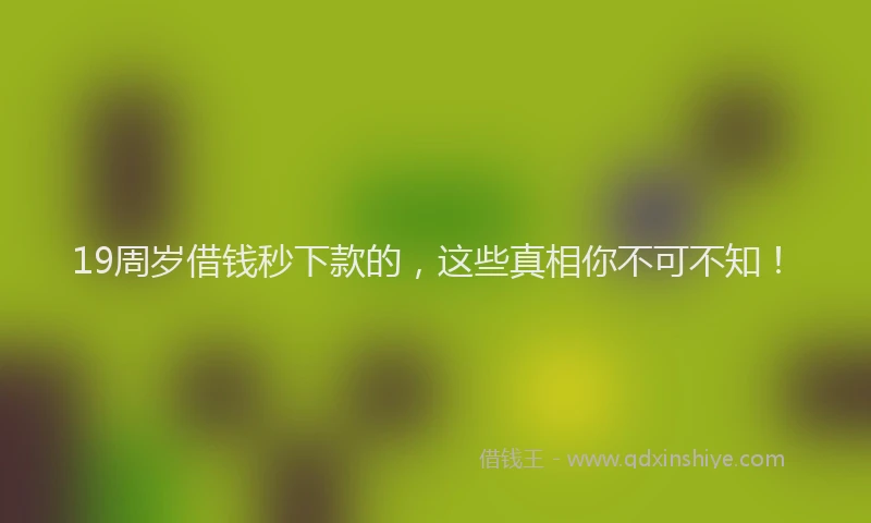19周岁借钱秒下款的，这些真相你不可不知！
