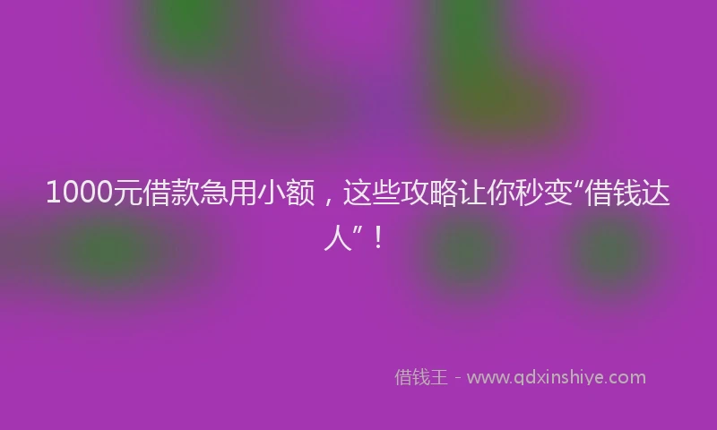 1000元借款急用小额,这些攻略让你秒变“借钱达人”!