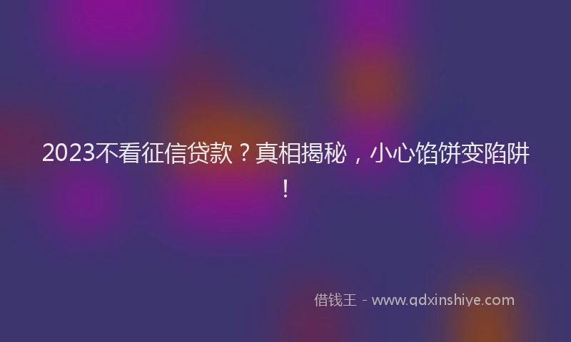 2023不看征信贷款？真相揭秘，小心馅饼变陷阱！
