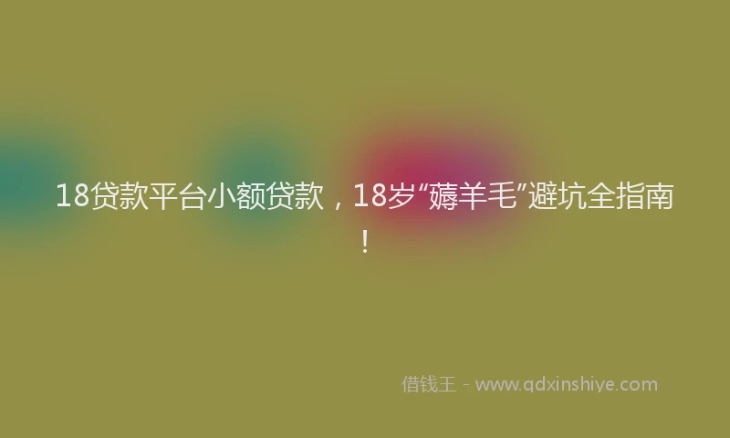 18贷款平台小额贷款，18岁“薅羊毛”避坑全指南！
