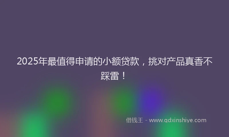 2025年最值得申请的小额贷款，挑对产品真香不踩雷！