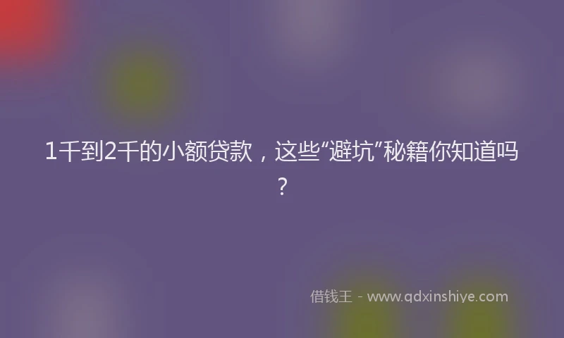 1千到2千的小额贷款，这些“避坑”秘籍你知道吗？