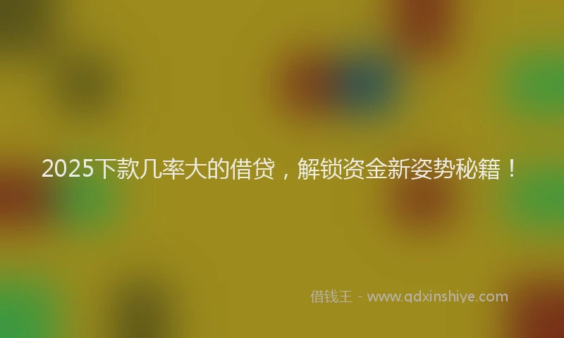 2025下款几率大的借贷，解锁资金新姿势秘籍！