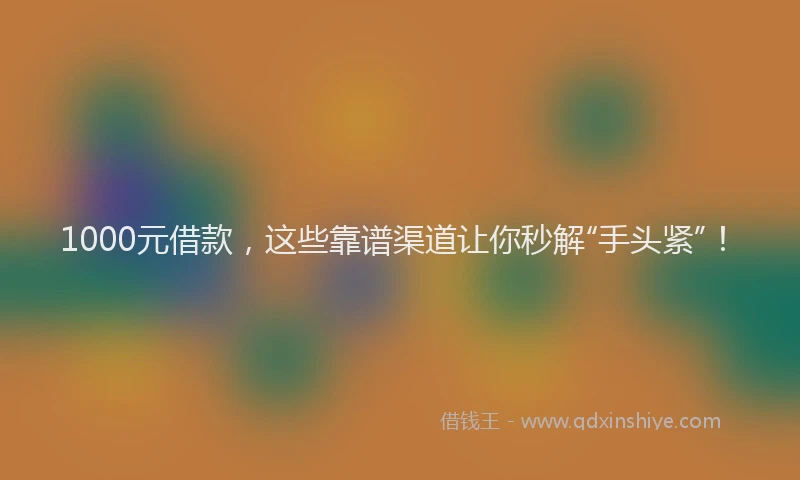 1000元借款，这些靠谱渠道让你秒解“手头紧”！