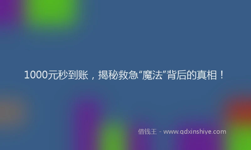1000元秒到账，揭秘救急“魔法”背后的真相！
