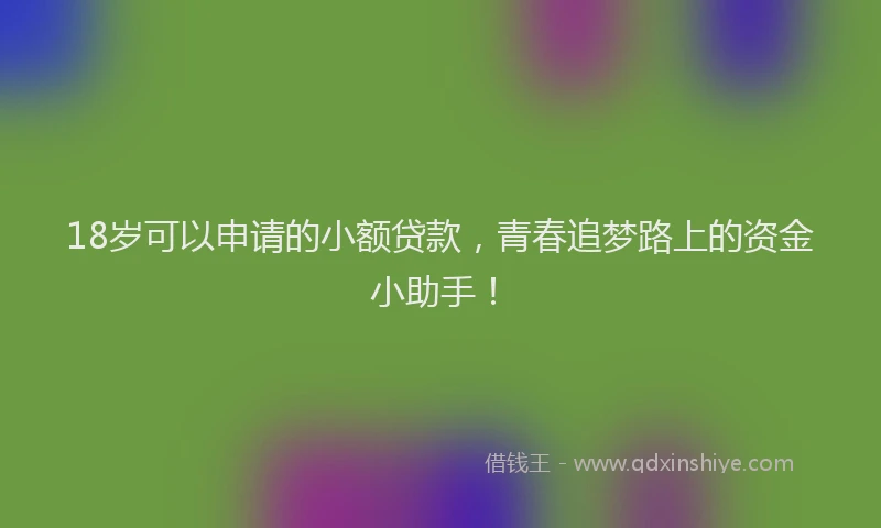 18岁可以申请的小额贷款，青春追梦路上的资金小助手！