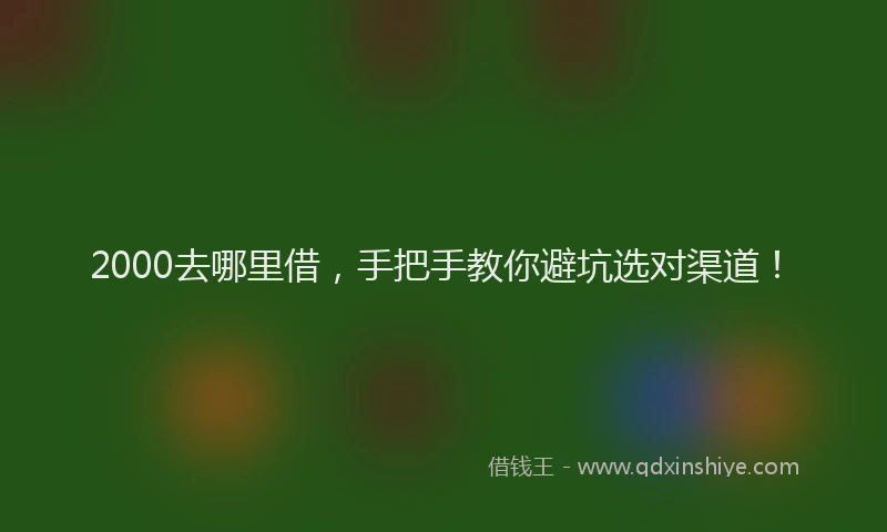 2000去哪里借，手把手教你避坑选对渠道！