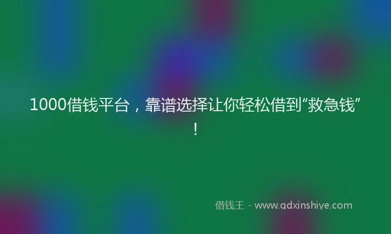 1000借钱平台，靠谱选择让你轻松借到“救急钱”！