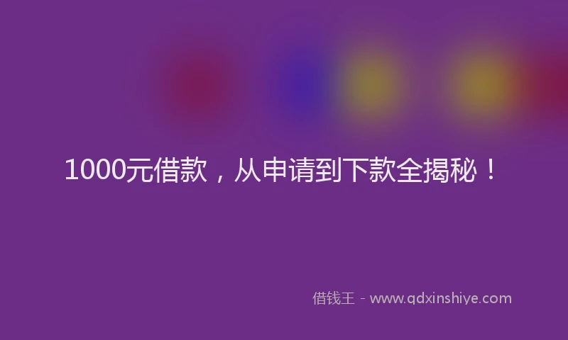 1000元借款，从申请到下款全揭秘！