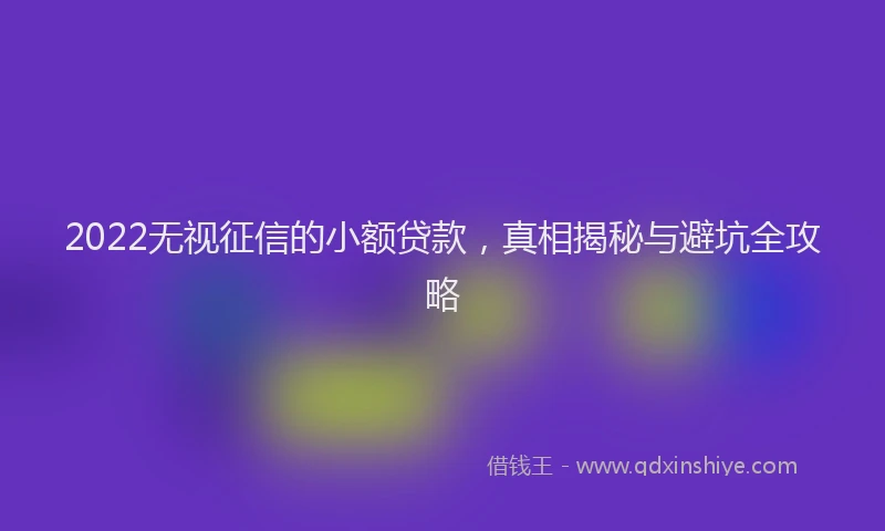 2022无视征信的小额贷款，真相揭秘与避坑全攻略