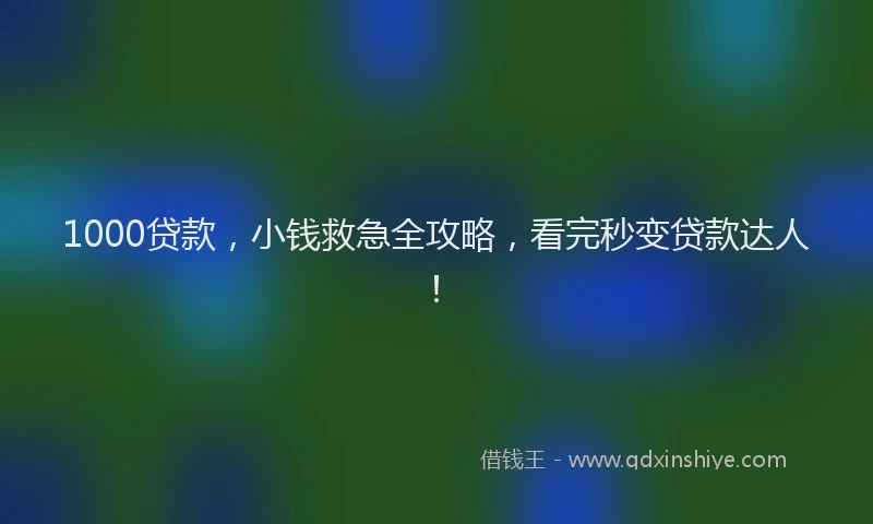 1000贷款，小钱救急全攻略，看完秒变贷款达人！