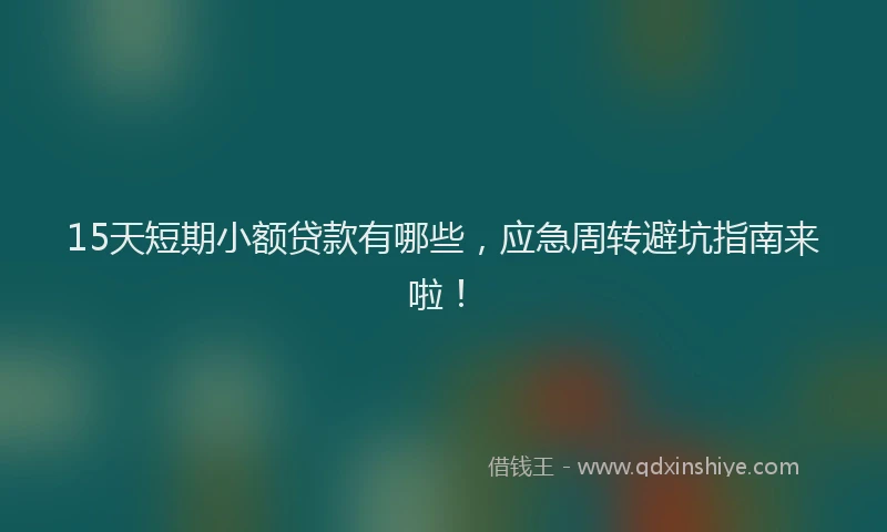 15天短期小额贷款有哪些，应急周转避坑指南来啦！