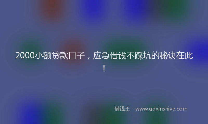 2000小额贷款口子，应急借钱不踩坑的秘诀在此！