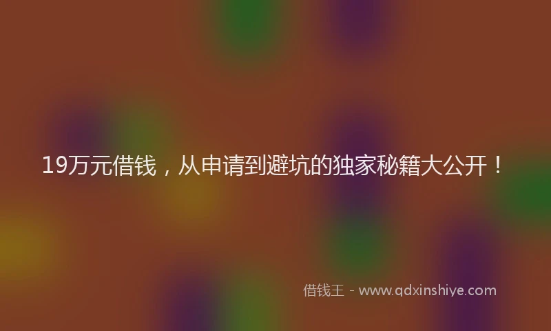 19万元借钱，从申请到避坑的独家秘籍大公开！