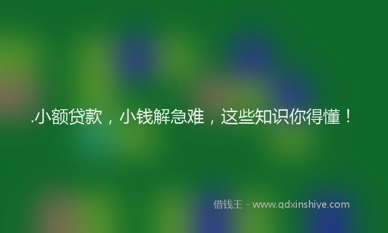 .小额贷款，小钱解急难，这些知识你得懂！