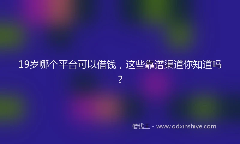 19岁哪个平台可以借钱，这些靠谱渠道你知道吗？