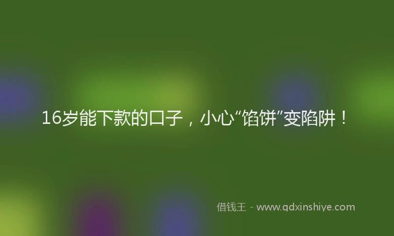 16岁能下款的口子，小心“馅饼”变陷阱！