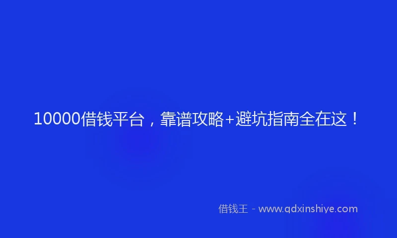 10000借钱平台，靠谱攻略+避坑指南全在这！