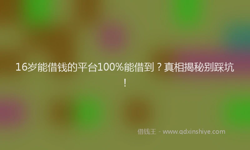 16岁能借钱的平台100%能借到？真相揭秘别踩坑！