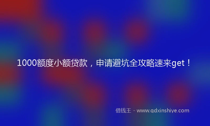 1000额度小额贷款，申请避坑全攻略速来get！