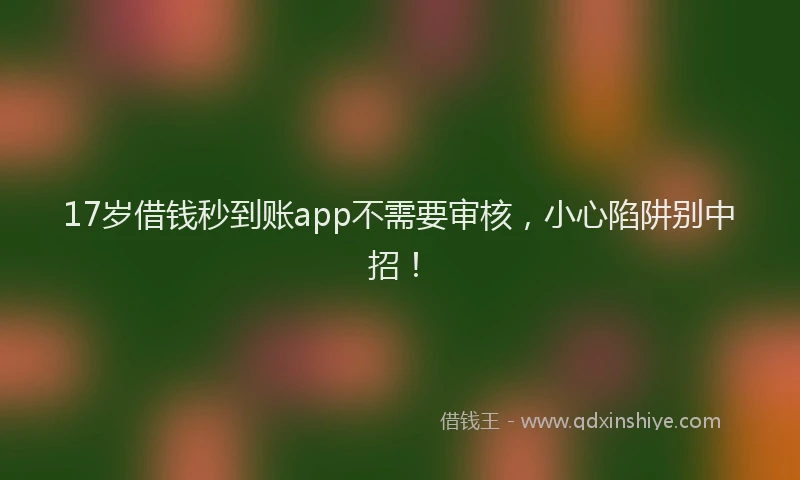 17岁借钱秒到账app不需要审核，小心陷阱别中招！