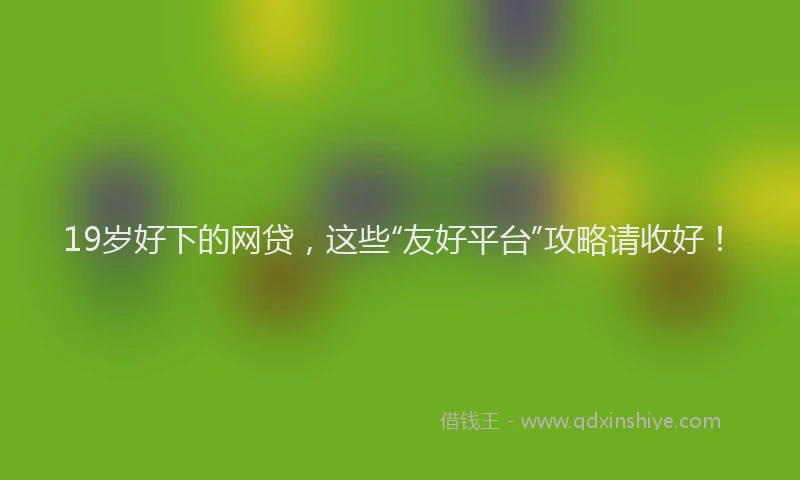 19岁好下的网贷，这些“友好平台”攻略请收好！