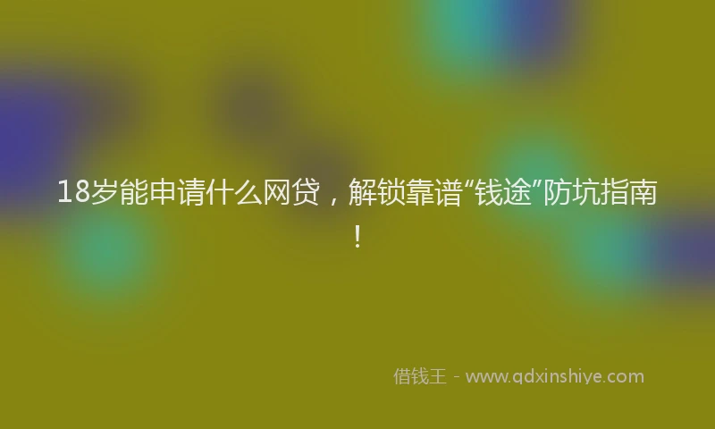 18岁能申请什么网贷，解锁靠谱“钱途”防坑指南！