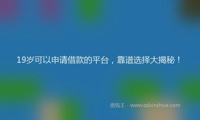 19岁可以申请借款的平台，靠谱选择大揭秘！