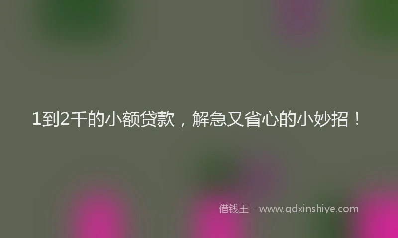 1到2千的小额贷款，解急又省心的小妙招！