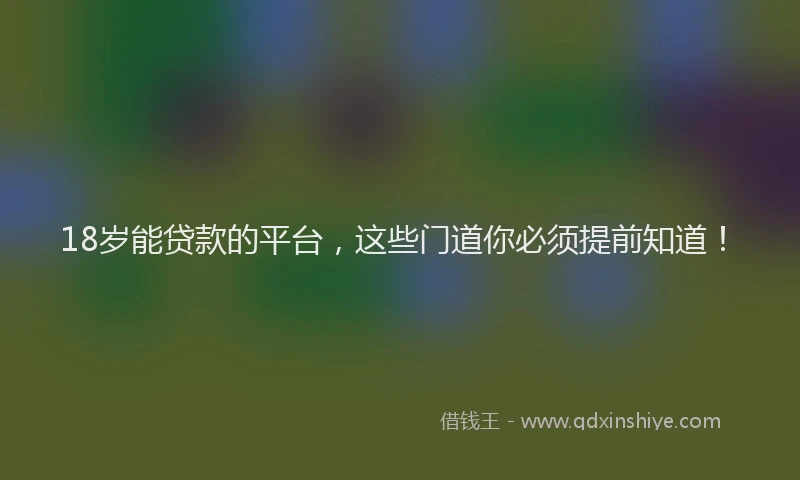 18岁能贷款的平台，这些门道你必须提前知道！