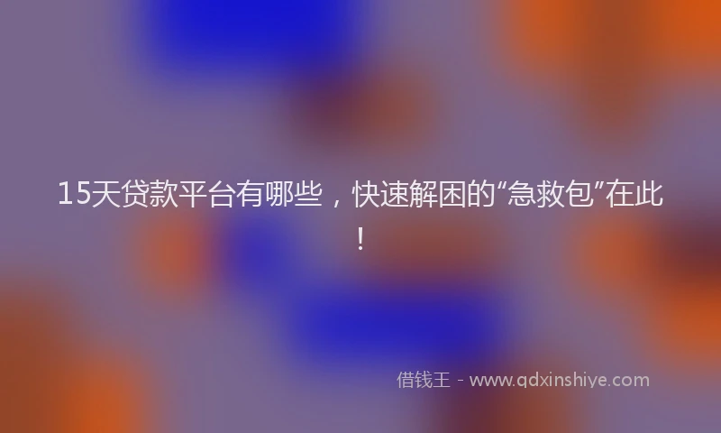 15天贷款平台有哪些，快速解困的“急救包”在此！