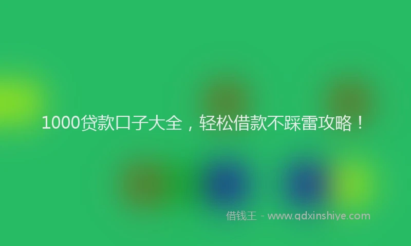 1000贷款口子大全，轻松借款不踩雷攻略！