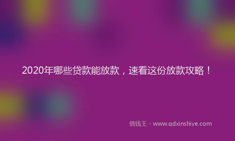 2020年哪些贷款能放款，速看这份放款攻略！