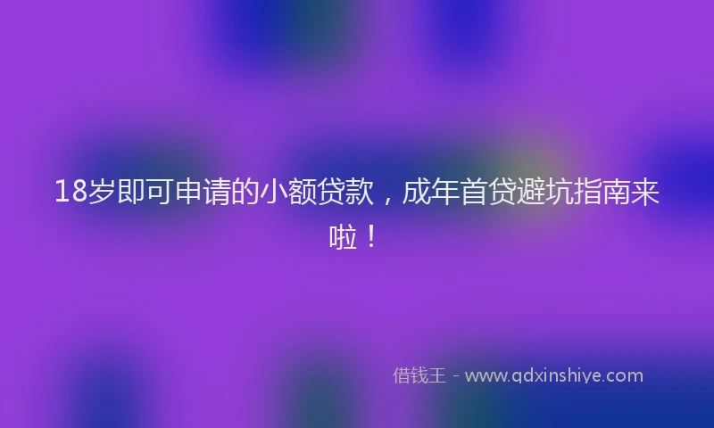 18岁即可申请的小额贷款，成年首贷避坑指南来啦！