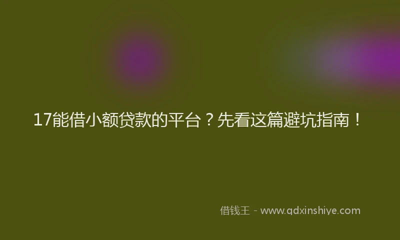 17能借小额贷款的平台？先看这篇避坑指南！