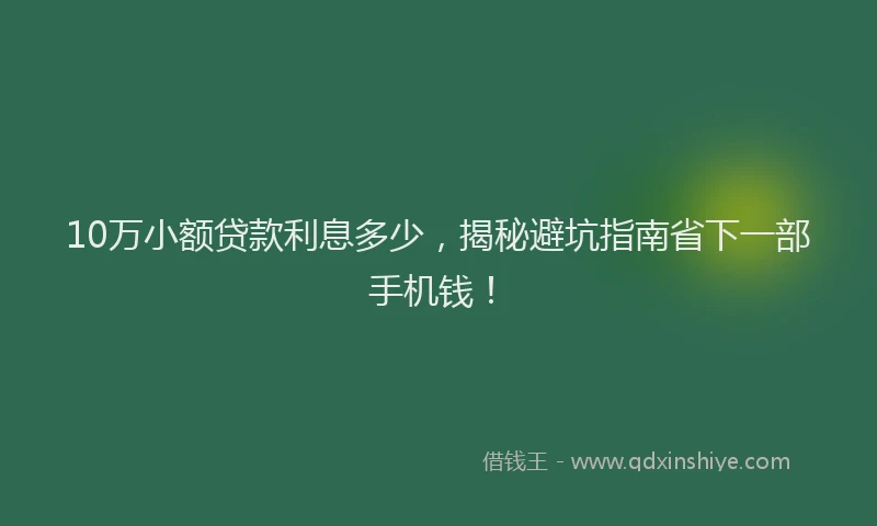 10万小额贷款利息多少，揭秘避坑指南省下一部手机钱！