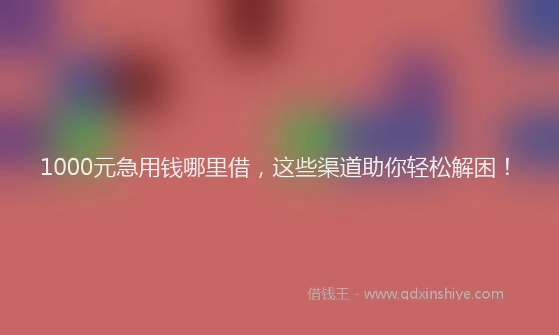 1000元急用钱哪里借,这些渠道助你轻松解困!