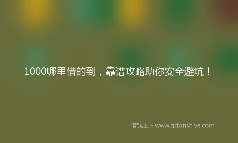 1000哪里借的到，靠谱攻略助你安全避坑！