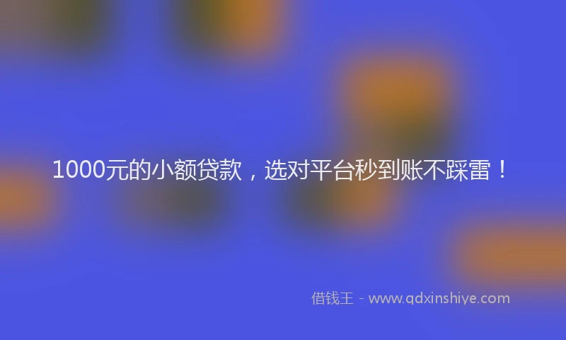 1000元的小额贷款，选对平台秒到账不踩雷！