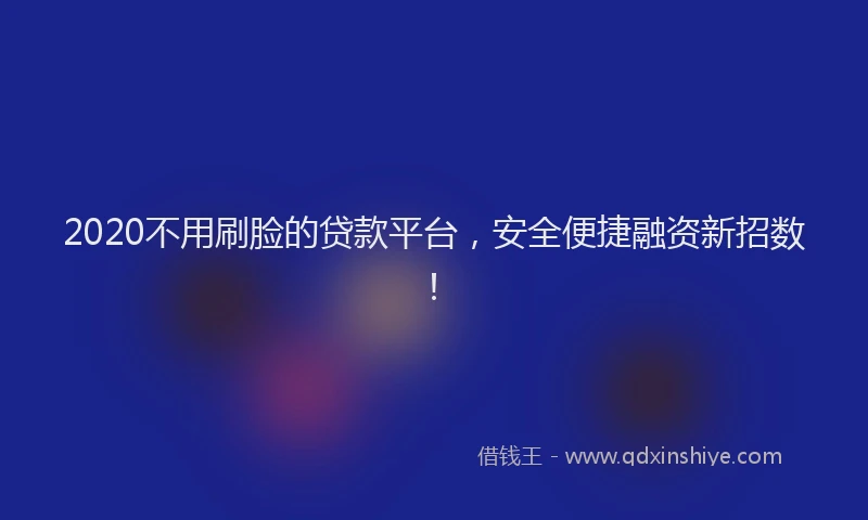 2020不用刷脸的贷款平台，安全便捷融资新招数！