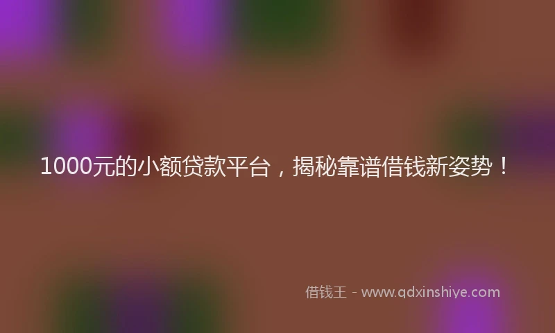 1000元的小额贷款平台，揭秘靠谱借钱新姿势！