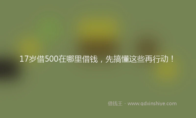 17岁借500在哪里借钱,先搞懂这些再行动!