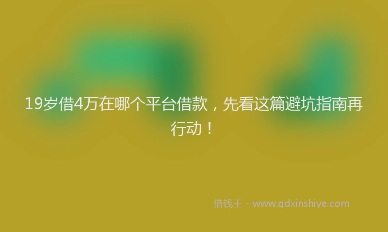 19岁借4万在哪个平台借款,先看这篇避坑指南再行动!